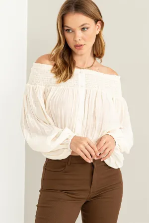 Josie ( Ivory ruffled on or off the shoulder top)