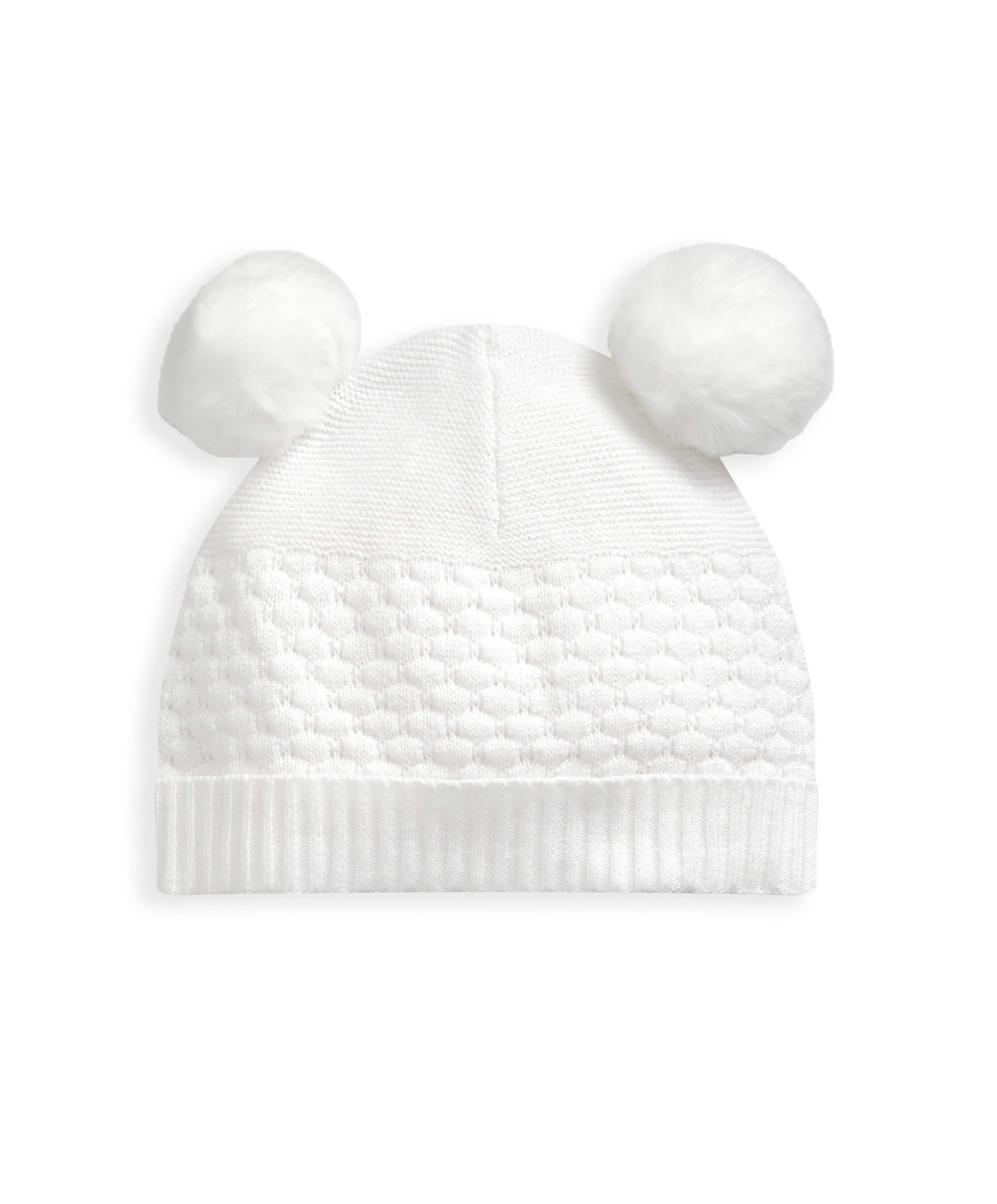 Knitted Pom Hat - White