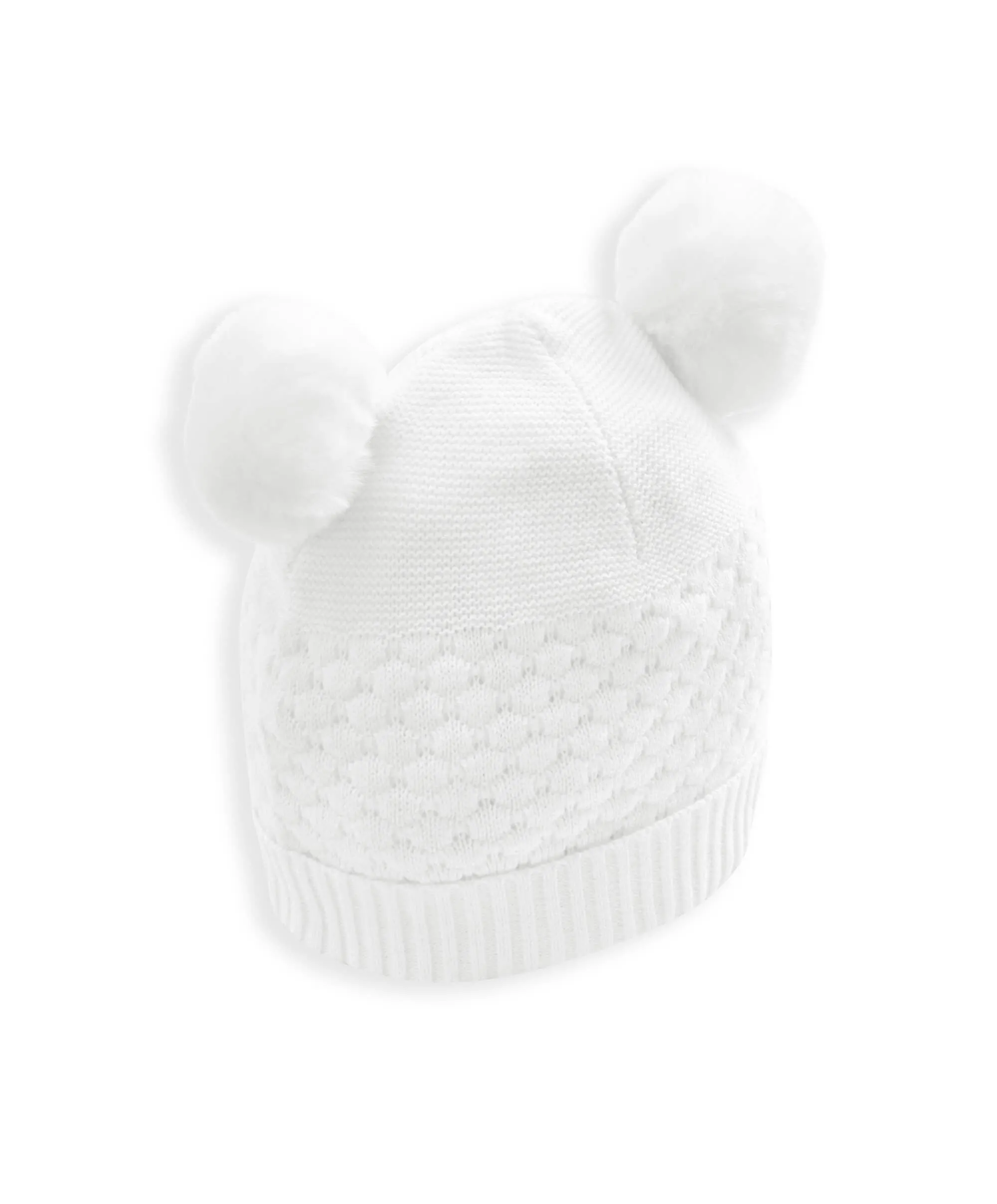 Knitted Pom Hat - White