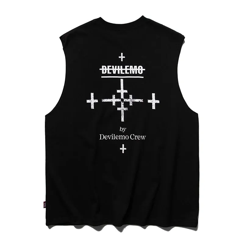 Korean Trendy Print Tank Top For Men - High Quality - Sleeveless Casual Tops