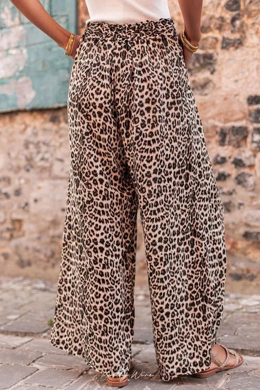 Lacey Desert Palm Boho Leopard Pants