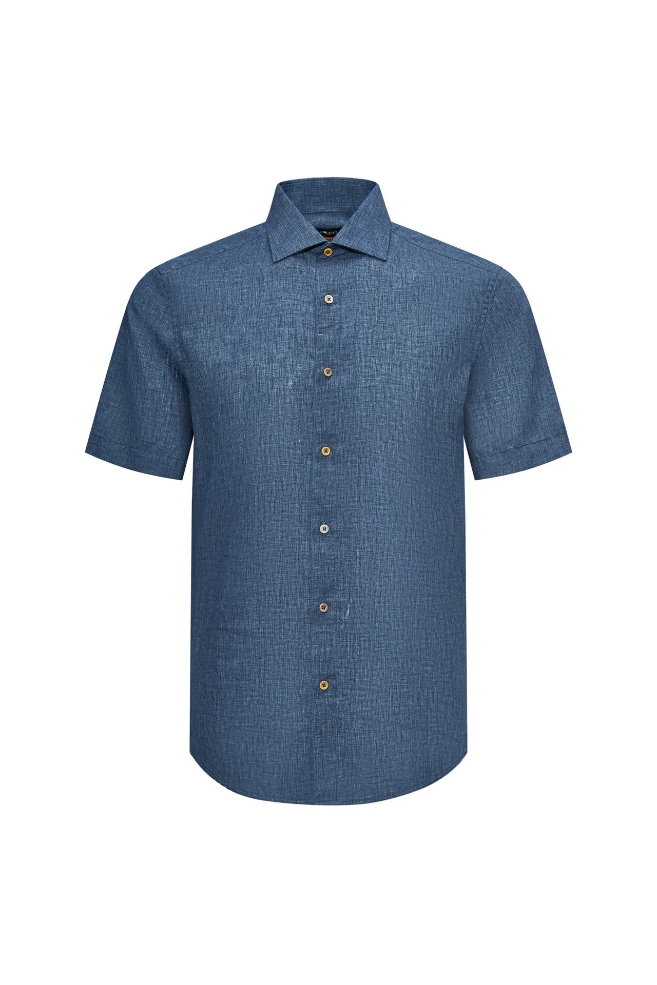 Linen Blend Casual Shirt in Smart Fit Semi-Spread Collar