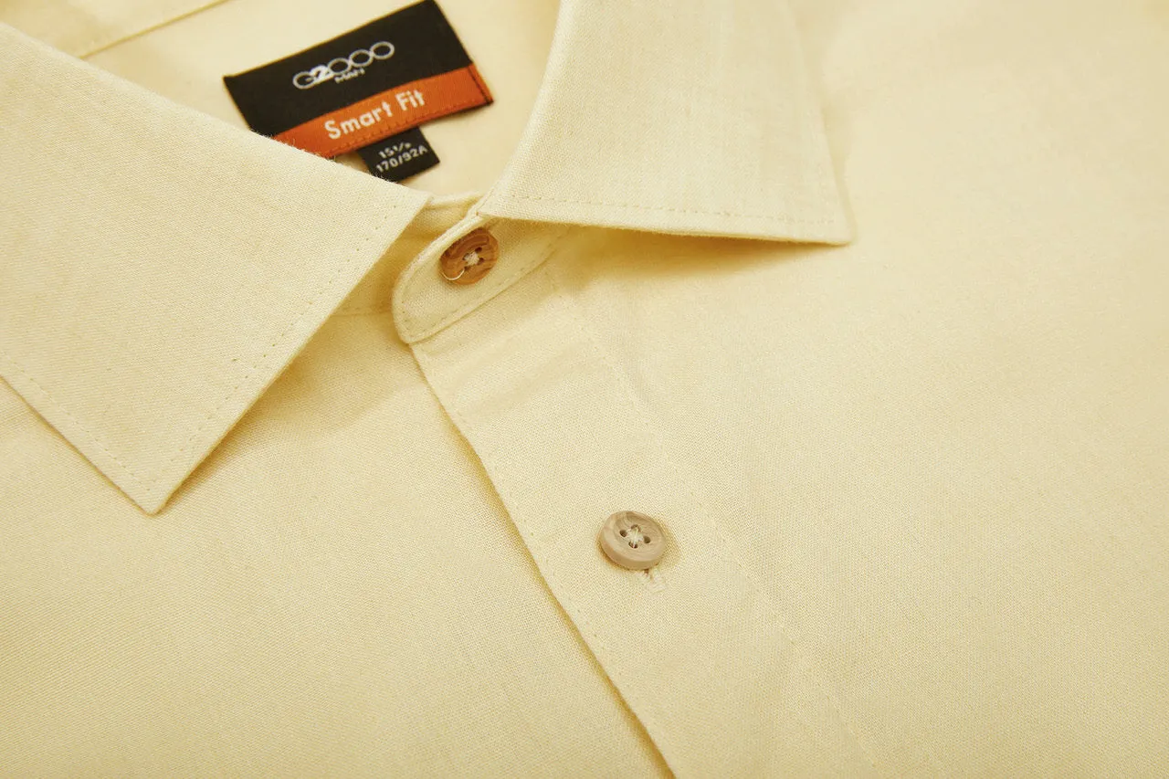 Linen Blend Casual Shirt in Smart Fit Semi-Spread Collar