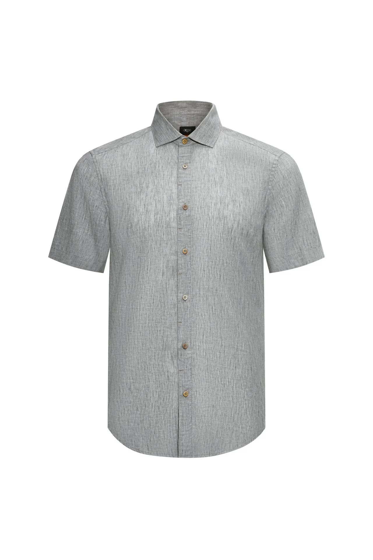 Linen Blend Casual Shirt in Smart Fit Semi-Spread Collar