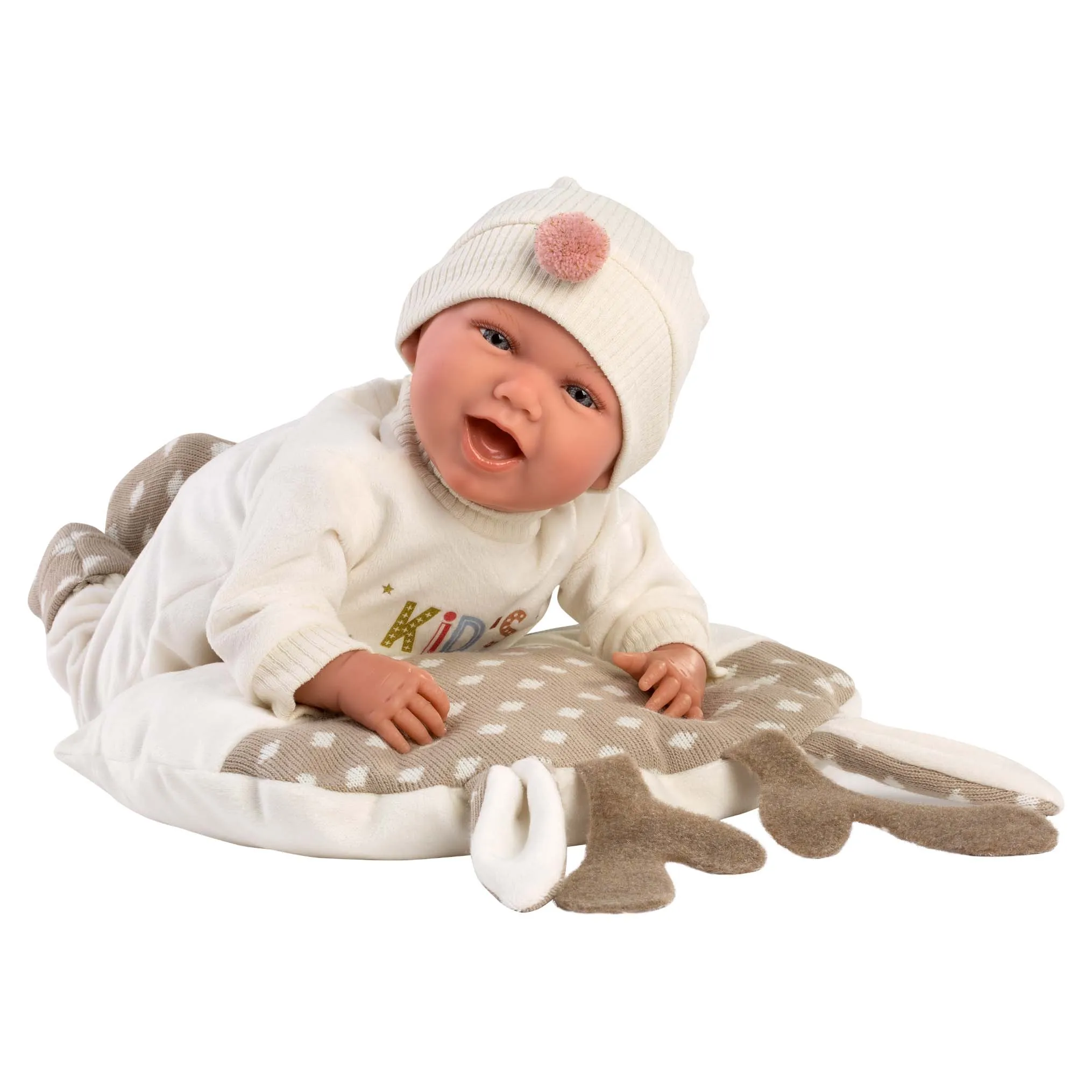 Llorens - Baby Girl Doll with Laughing Mechanism & Forest-Themed Blanket, Clothing & Accessories: Mimi 40cm ((Mechanism Optional))