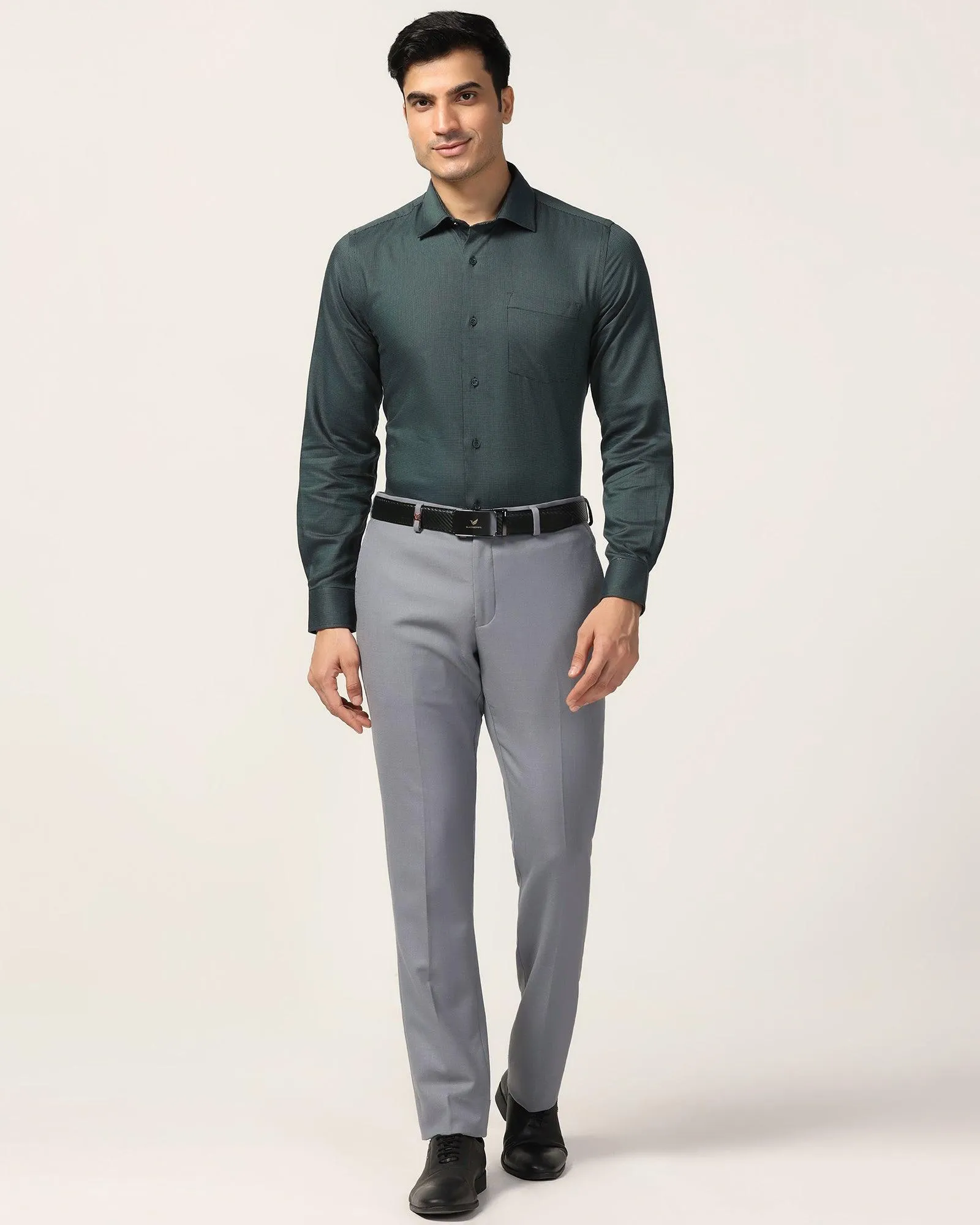 Luxe Slim Comfort B-95 Formal Grey Textured Trouser - Bugati