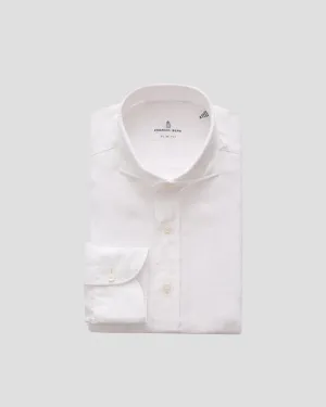 MELANGE SOLID LUXE LINEN SHIRT - WHITE