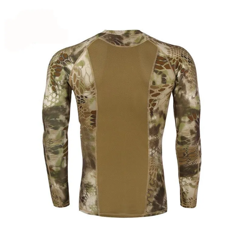 Mens Camo Long Sleeve Quick Dry Tactical T-shirt