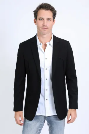 Men's Double Button Western Black Blazer