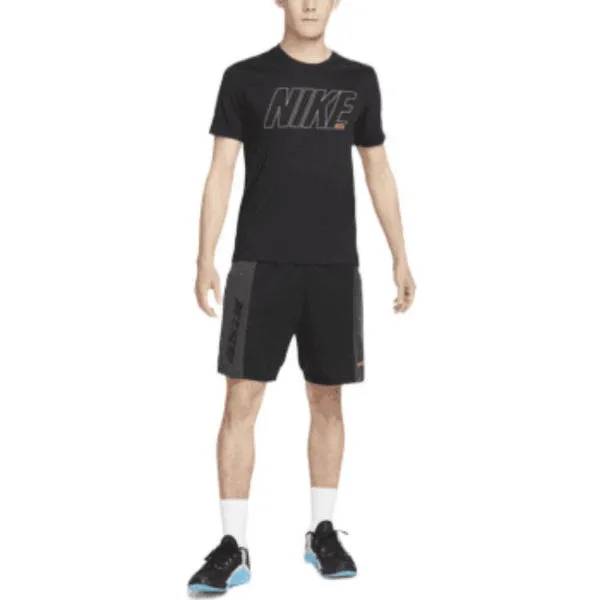 Men's Nike Solid Color Alphabet Quick Dry Breathable Training Sports Short Sleeve Black T-Shirt, Multicolor