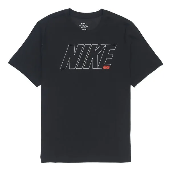 Men's Nike Solid Color Alphabet Quick Dry Breathable Training Sports Short Sleeve Black T-Shirt, Multicolor