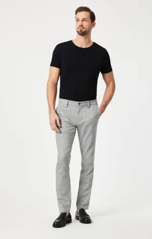 MILTON SLIM STRAIGHT CHINO IN DARK GREY LINEN