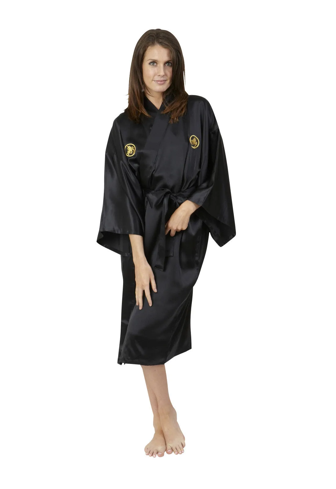 Mitsumon Womens Short Silk Kimono