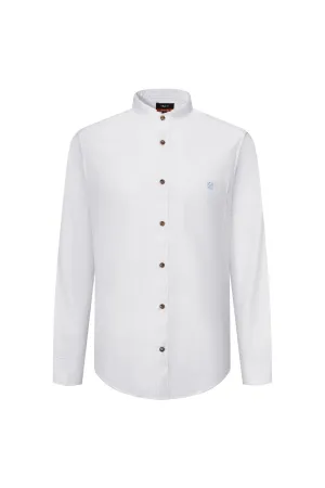 Oxford Stand Collar Logo Casual Shirt in Smart Fit Long Sleeve