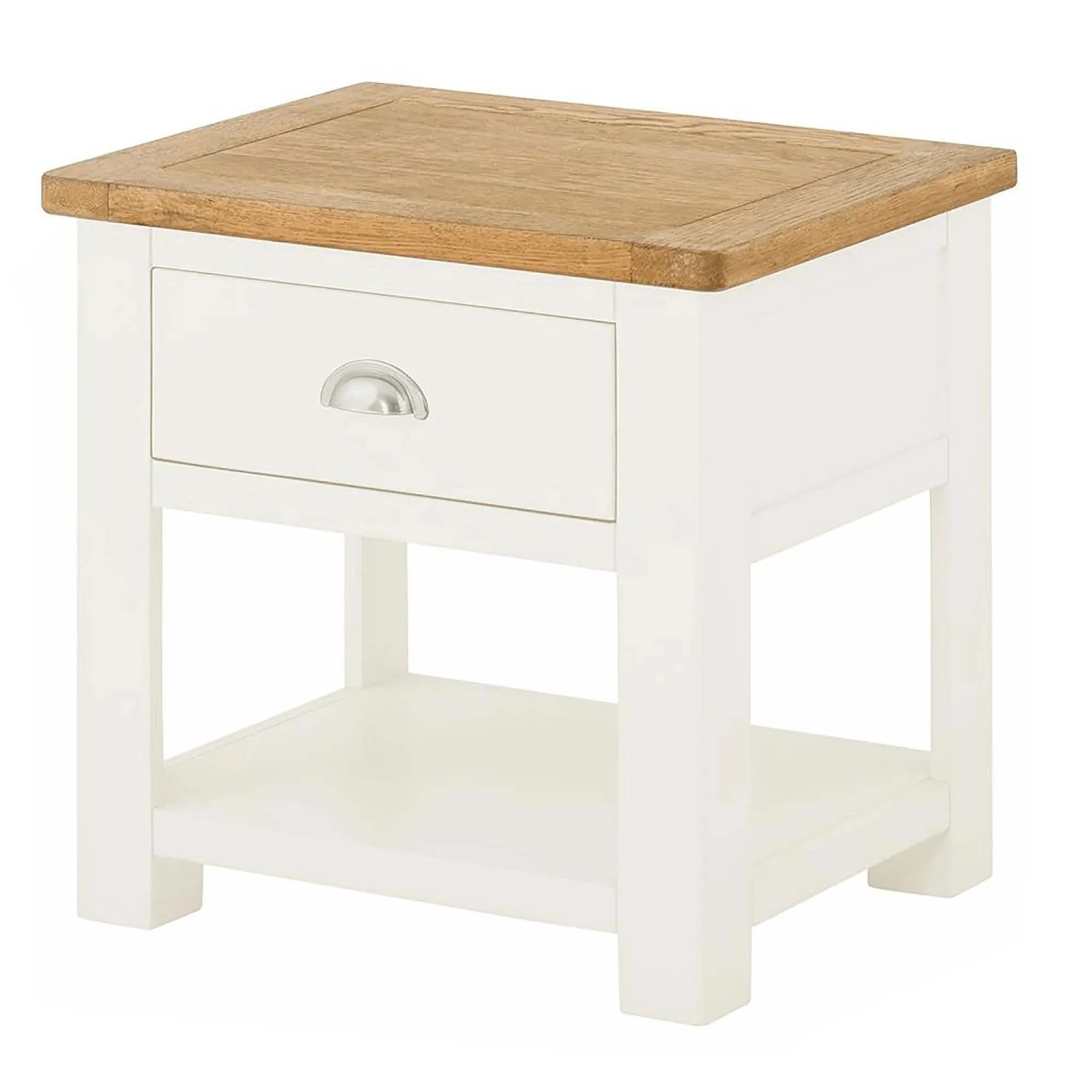 Padstow White Lamp Table With Drawer