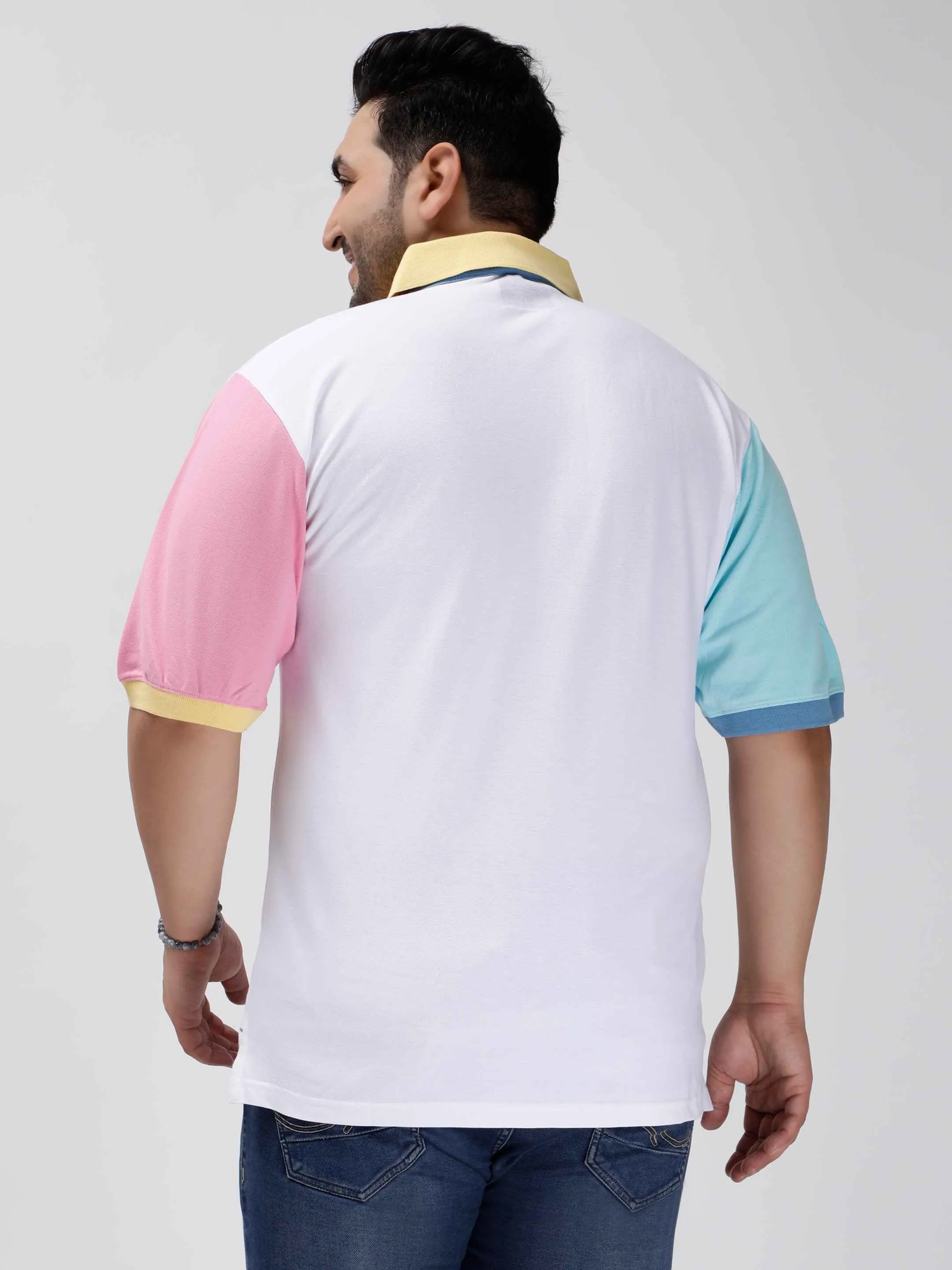 Pastel Color Block Plus Size Polo T-shirt