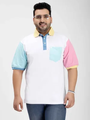 Pastel Color Block Plus Size Polo T-shirt