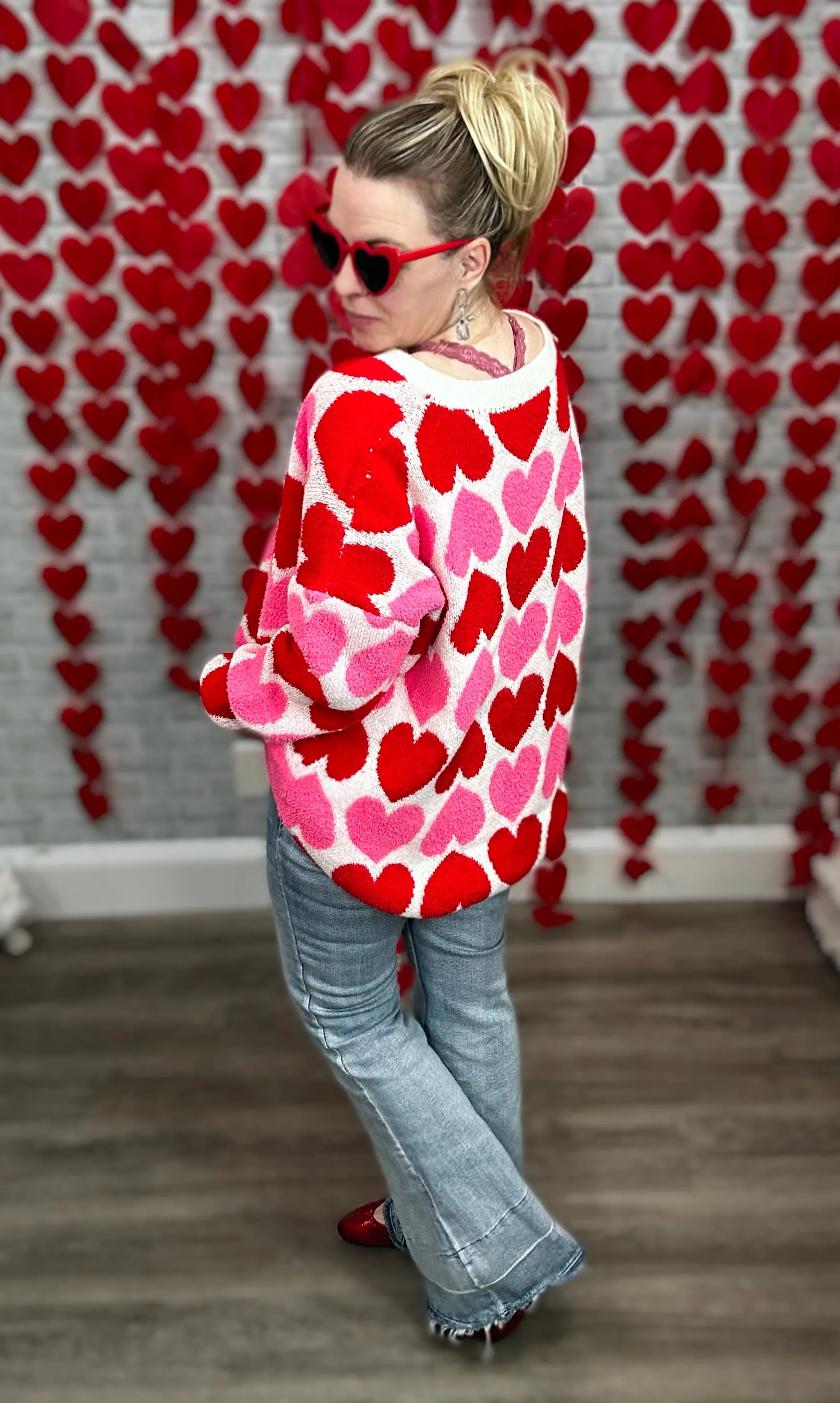 Pink and Red Hearts - SUPER SOFT Sweater from Jade by Jane￼