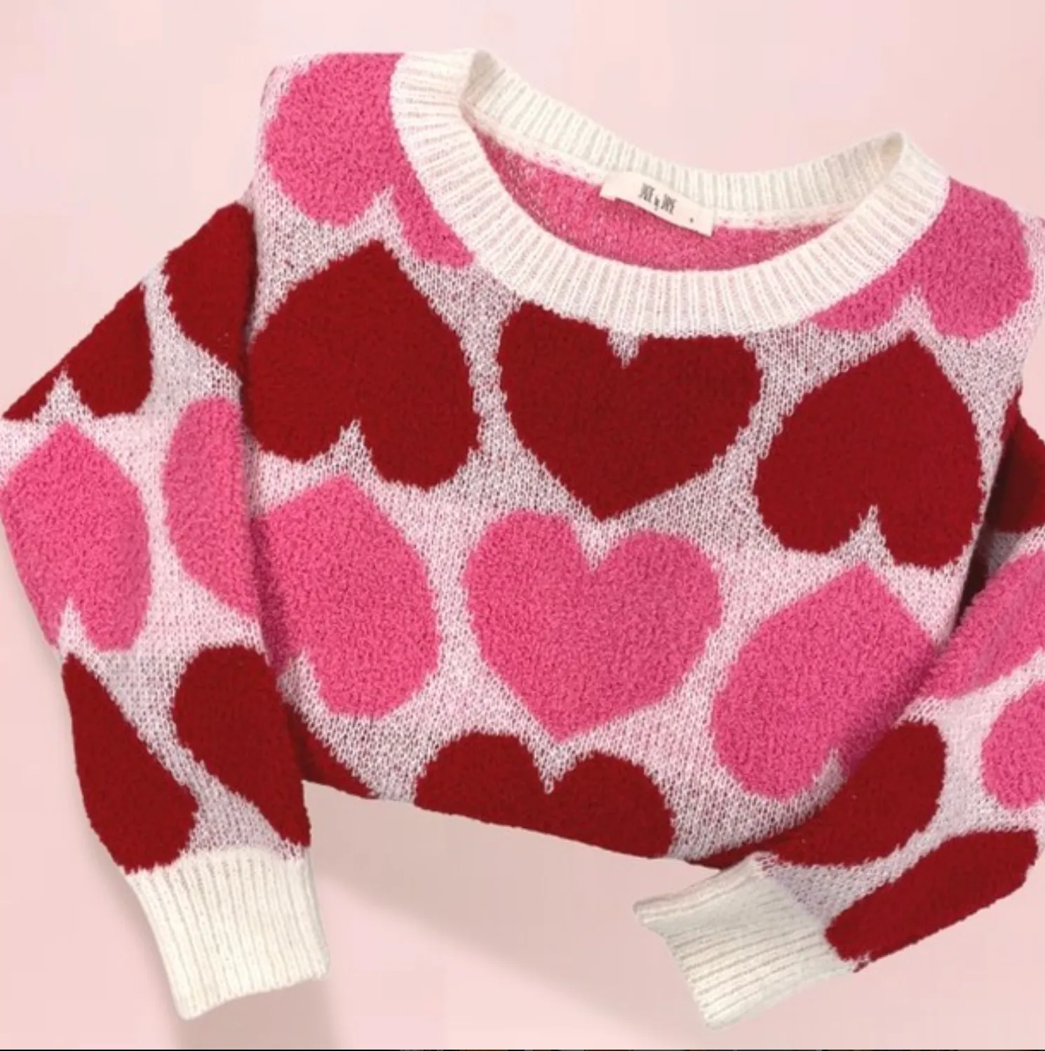 Pink and Red Hearts - SUPER SOFT Sweater from Jade by Jane￼