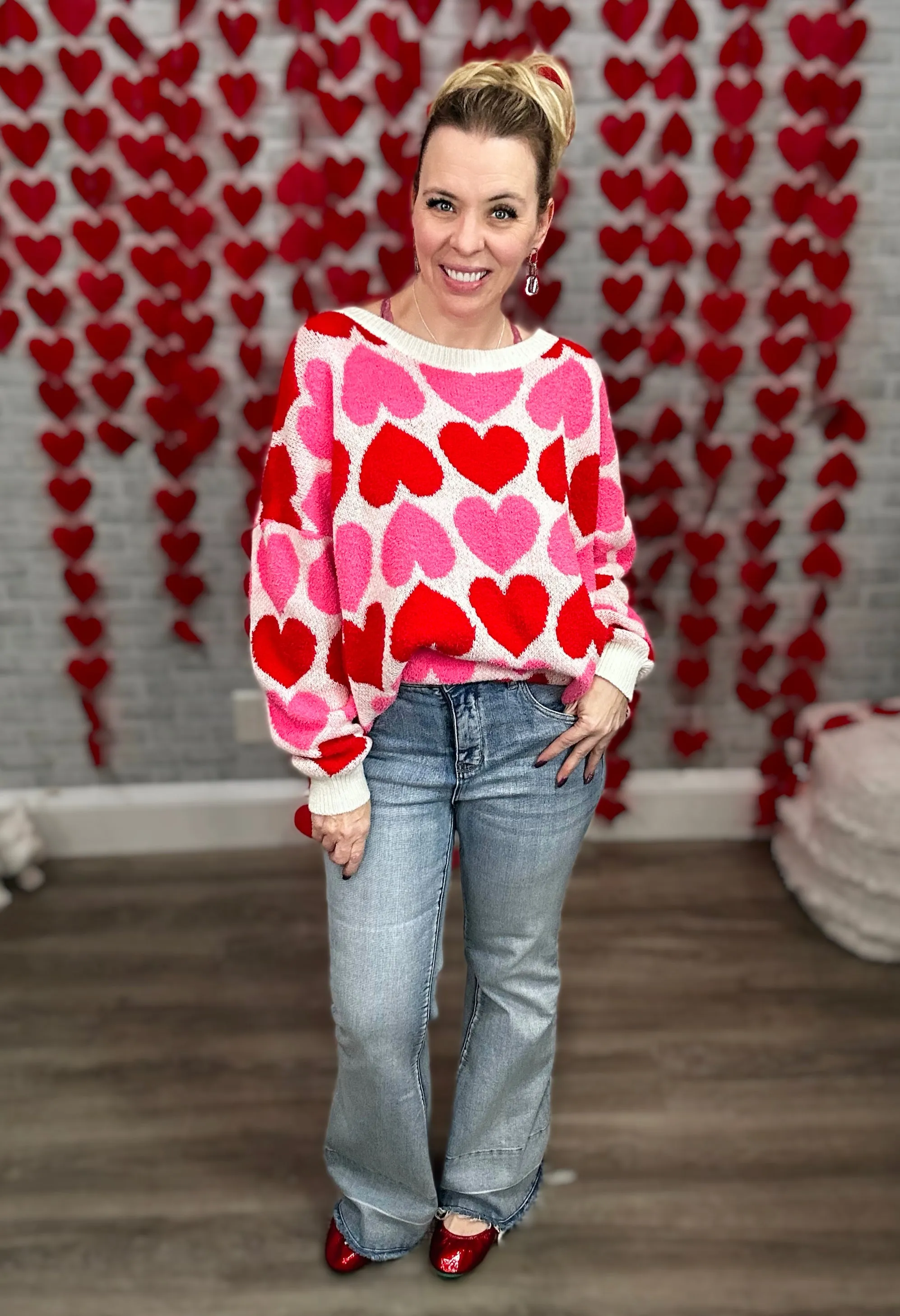 Pink and Red Hearts - SUPER SOFT Sweater from Jade by Jane￼