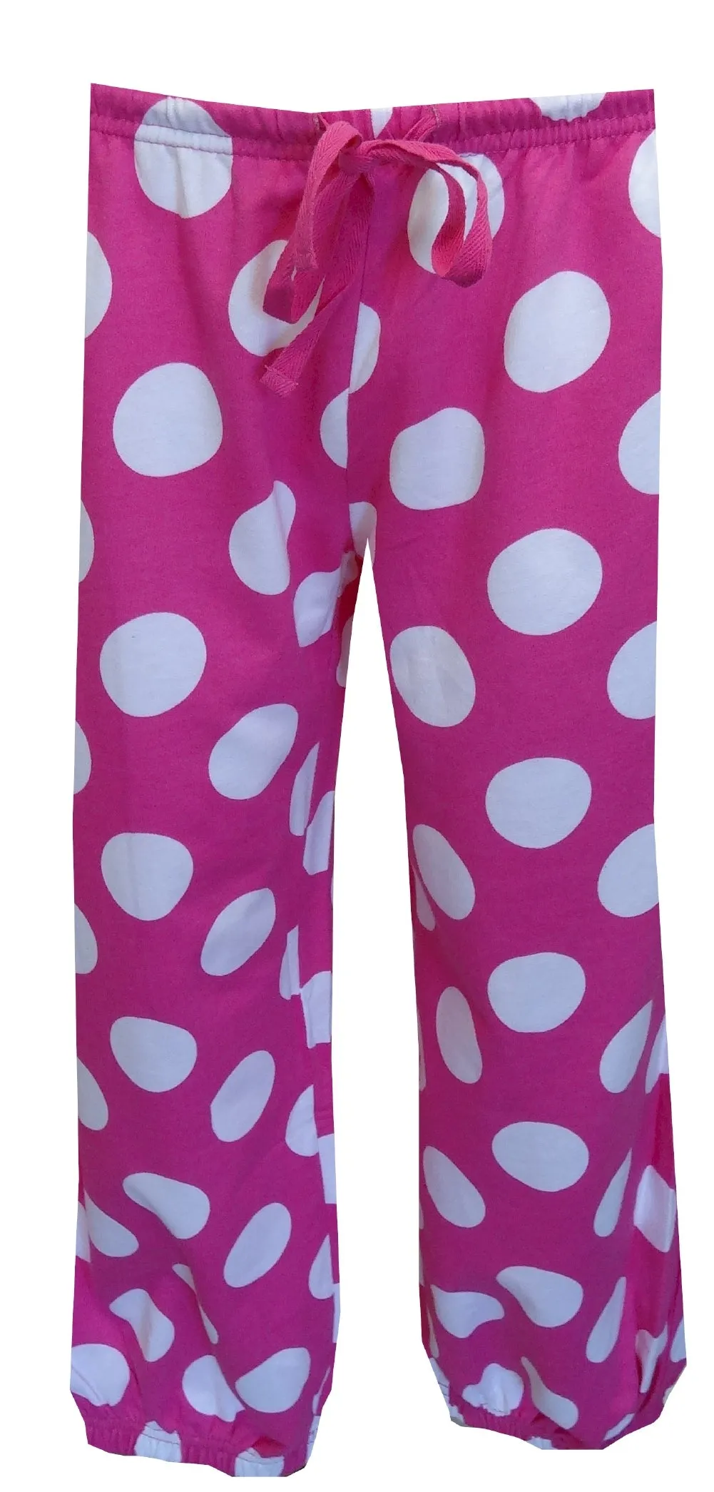 Pink and White Polka Dot Capri Sweat Pants