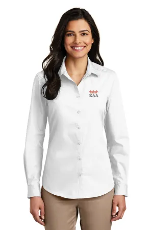 Port Authority Ladies Carefree Poplin Shirt, White [Ken Anderson Alliance]