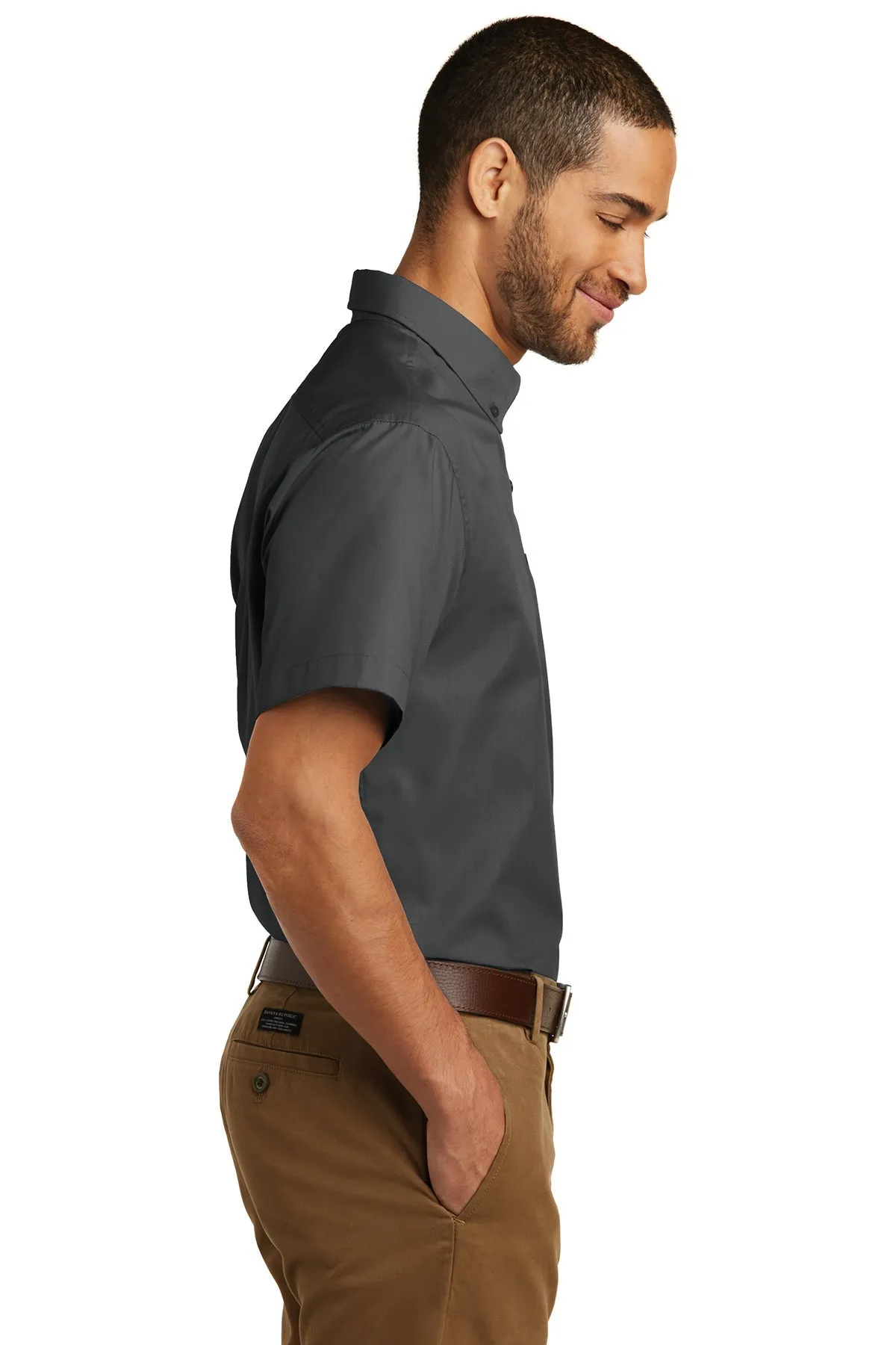 Port Authority Short Sleeve Carefree Custom Poplin Shirts, Graphite