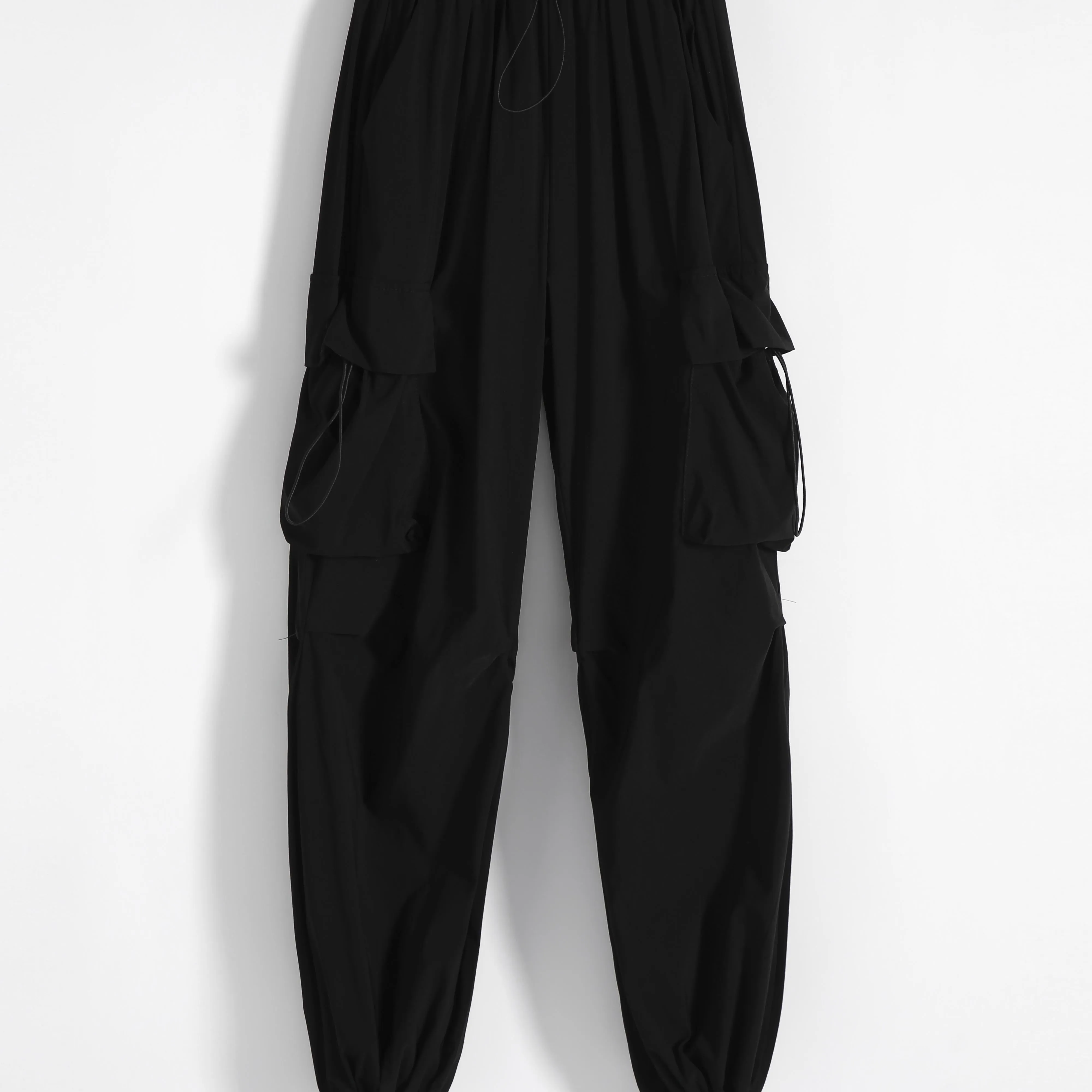 Quick-Drying Solid Color Thin High-Waisted Street Style Versatile Cargo Pants