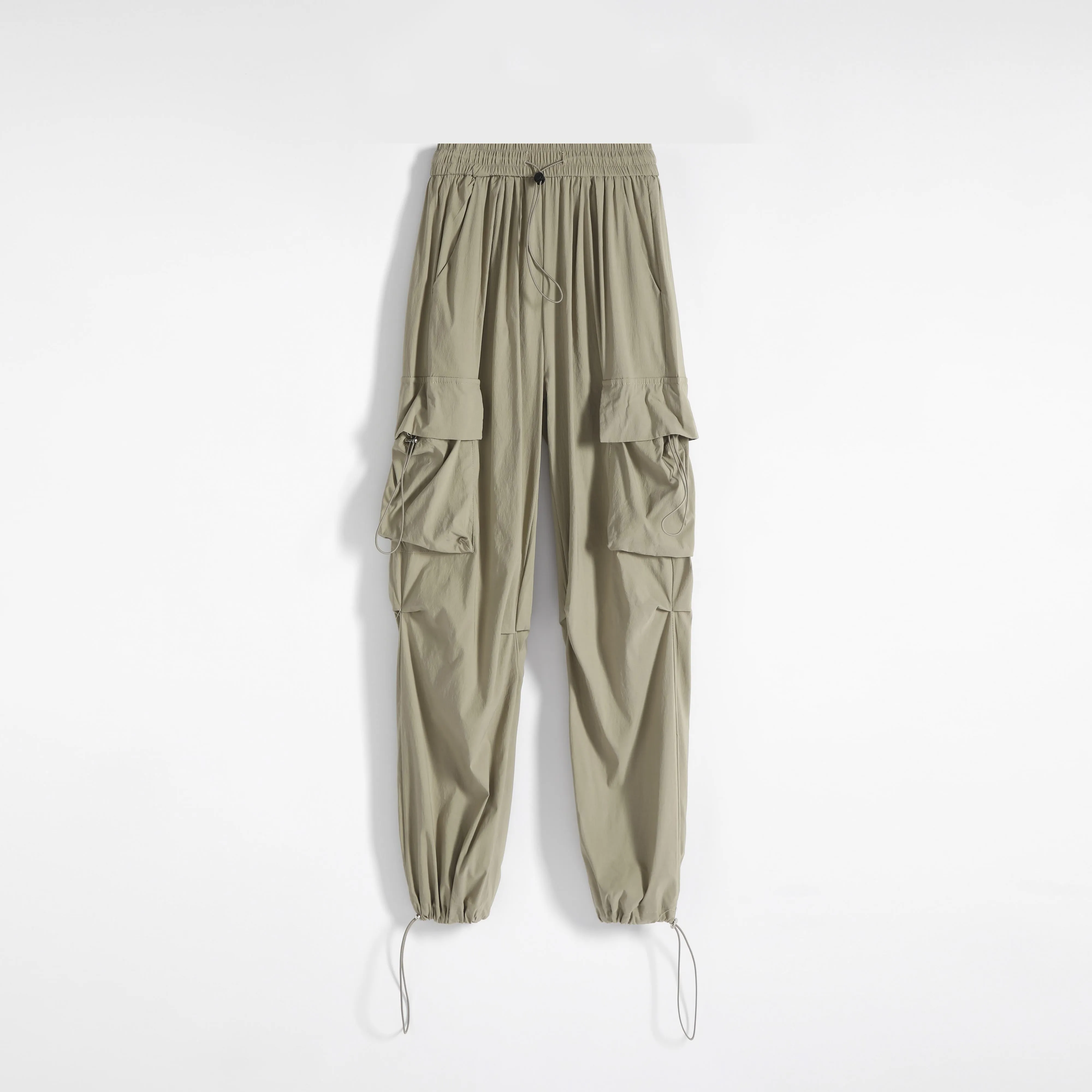 Quick-Drying Solid Color Thin High-Waisted Street Style Versatile Cargo Pants