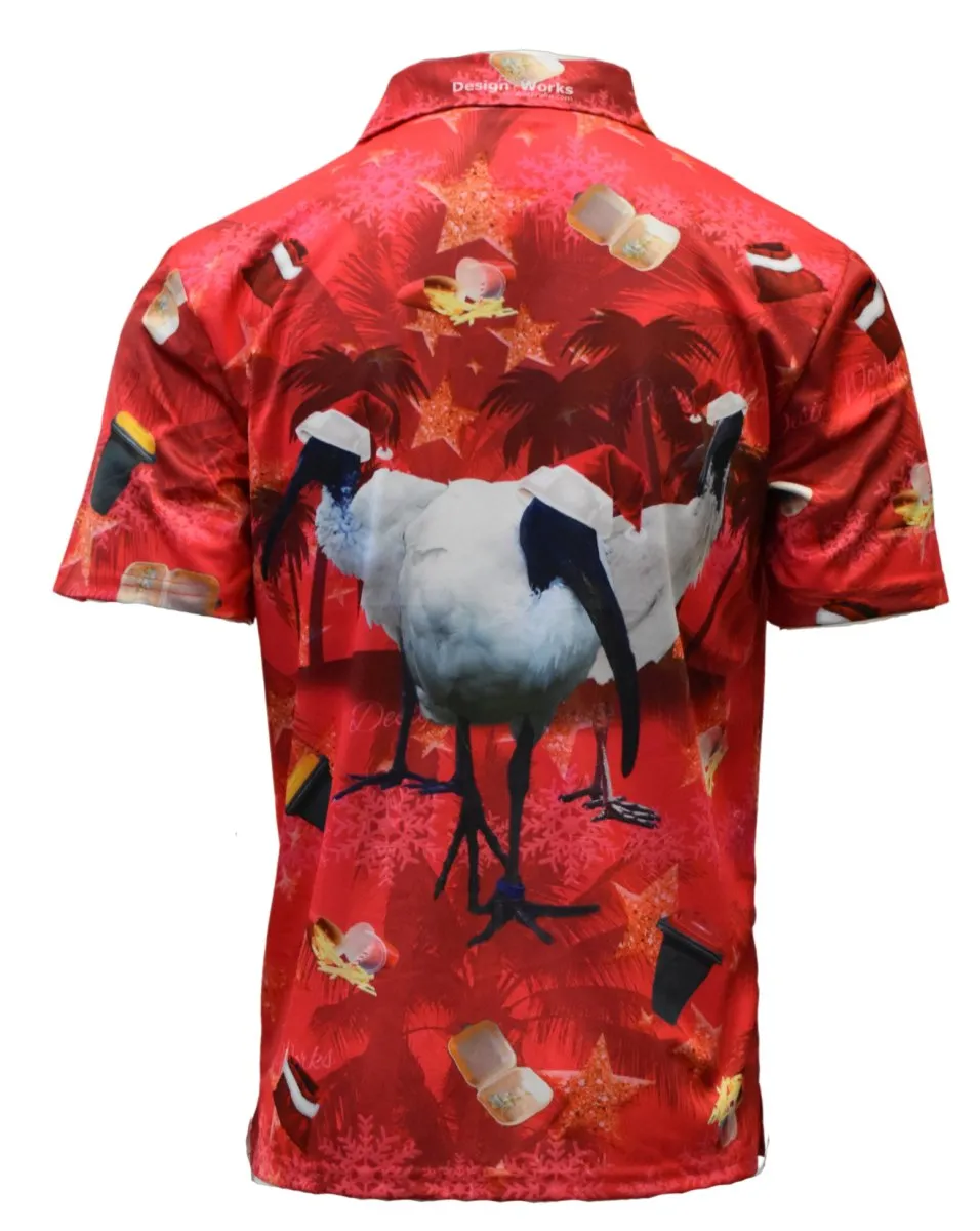 Red Adult Short Sleeve Sun Shirt - Bin Chicken Ugly Christmas