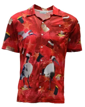 Red Adult Short Sleeve Sun Shirt - Bin Chicken Ugly Christmas