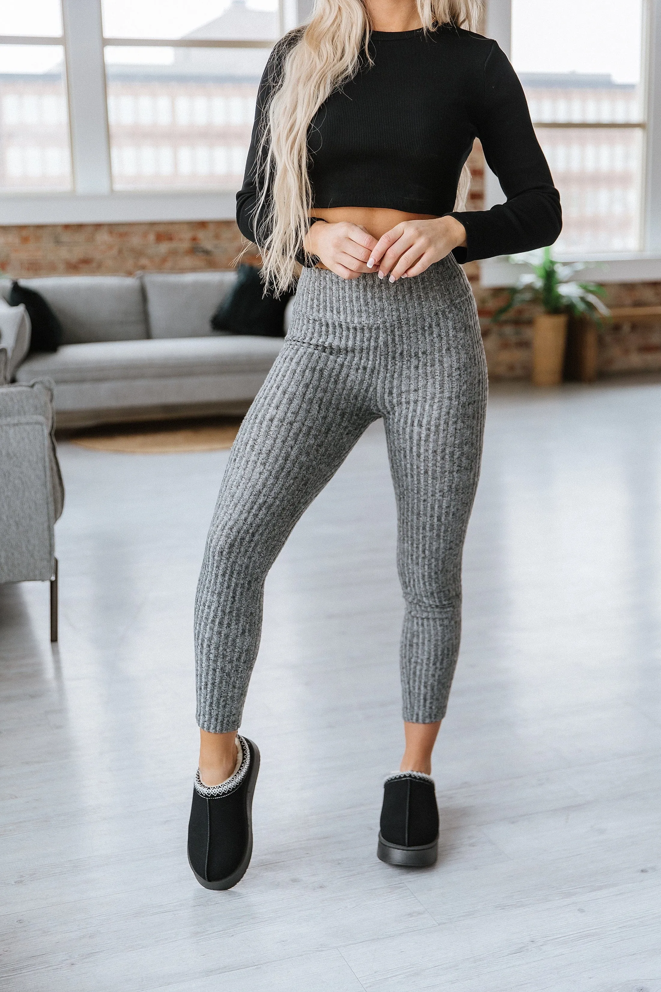 SALE - Sterling Ribbed Knit Leggings | Size Medium