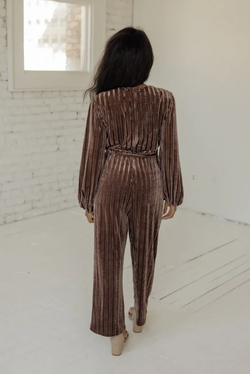 SALT Laurene Textured  Velvet Jumpsuit