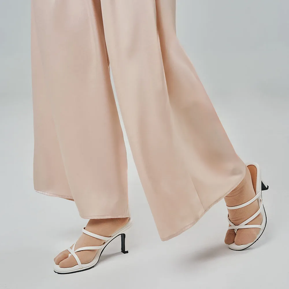 Satin Wide Pants - Latte