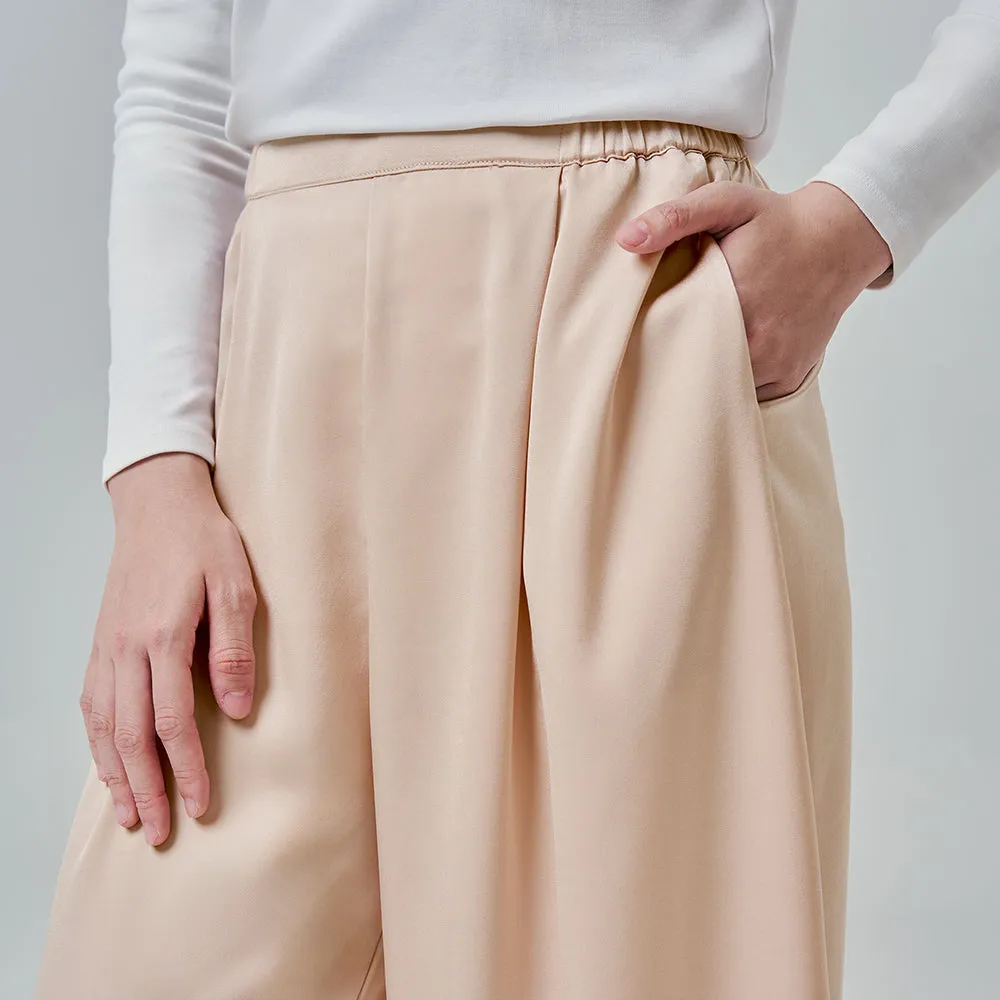 Satin Wide Pants - Latte