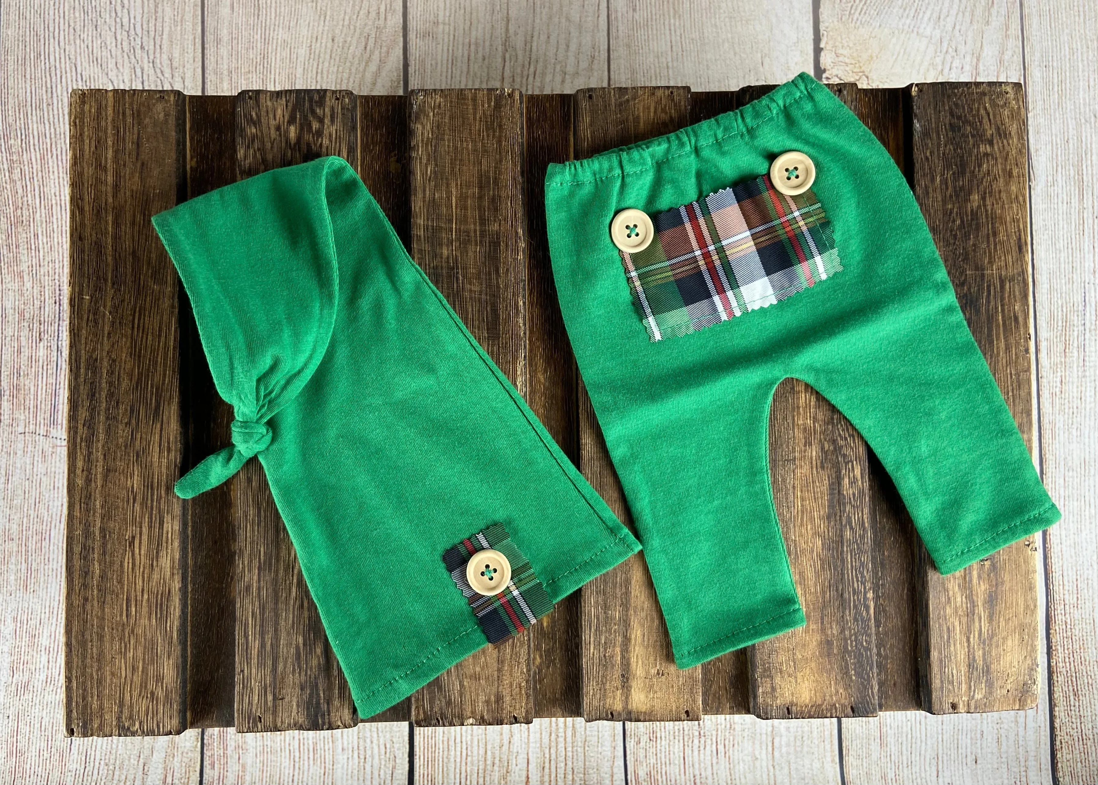 SET Basic Boy Christmas  - Green Plaid