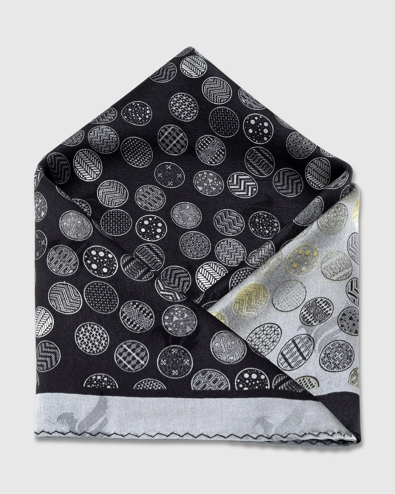 Silk Grey Printed Pocket Square - Ted