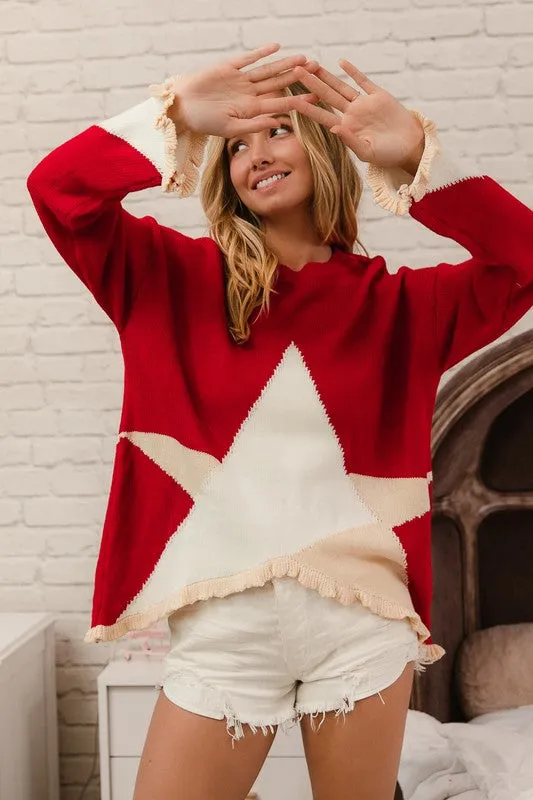 Star On Top Red Sweater