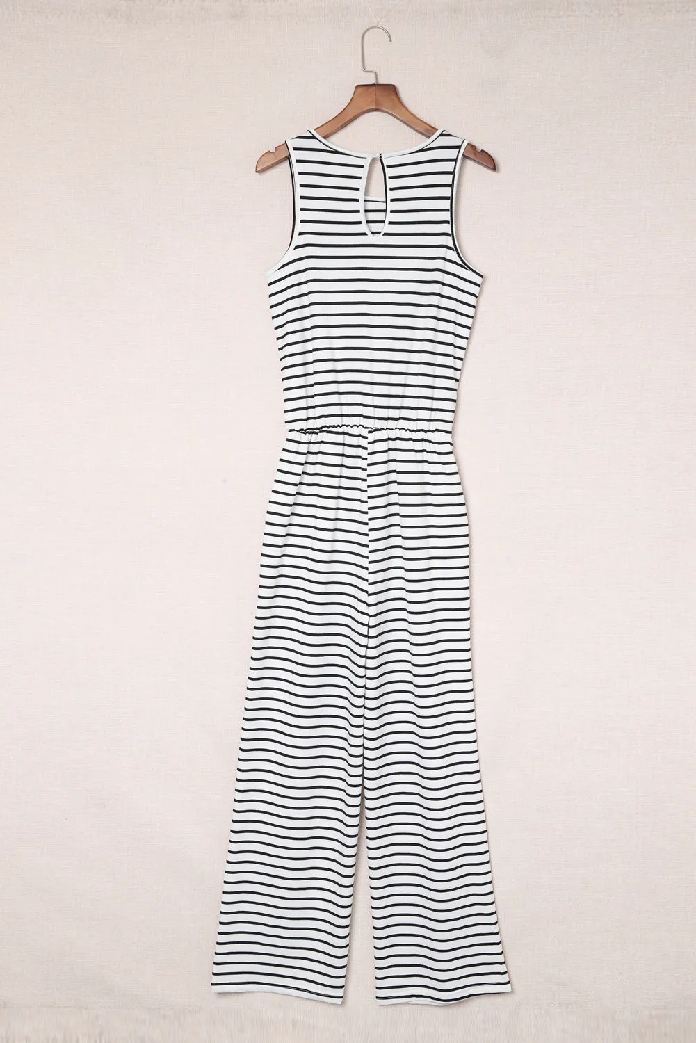 Striped Sleeveless Jumpsuit with Pockets