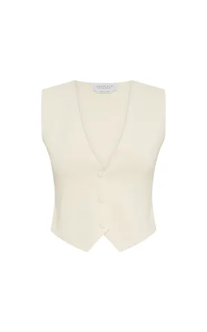 Styx Knit Vest in Ivory Merino Wool Cashmere