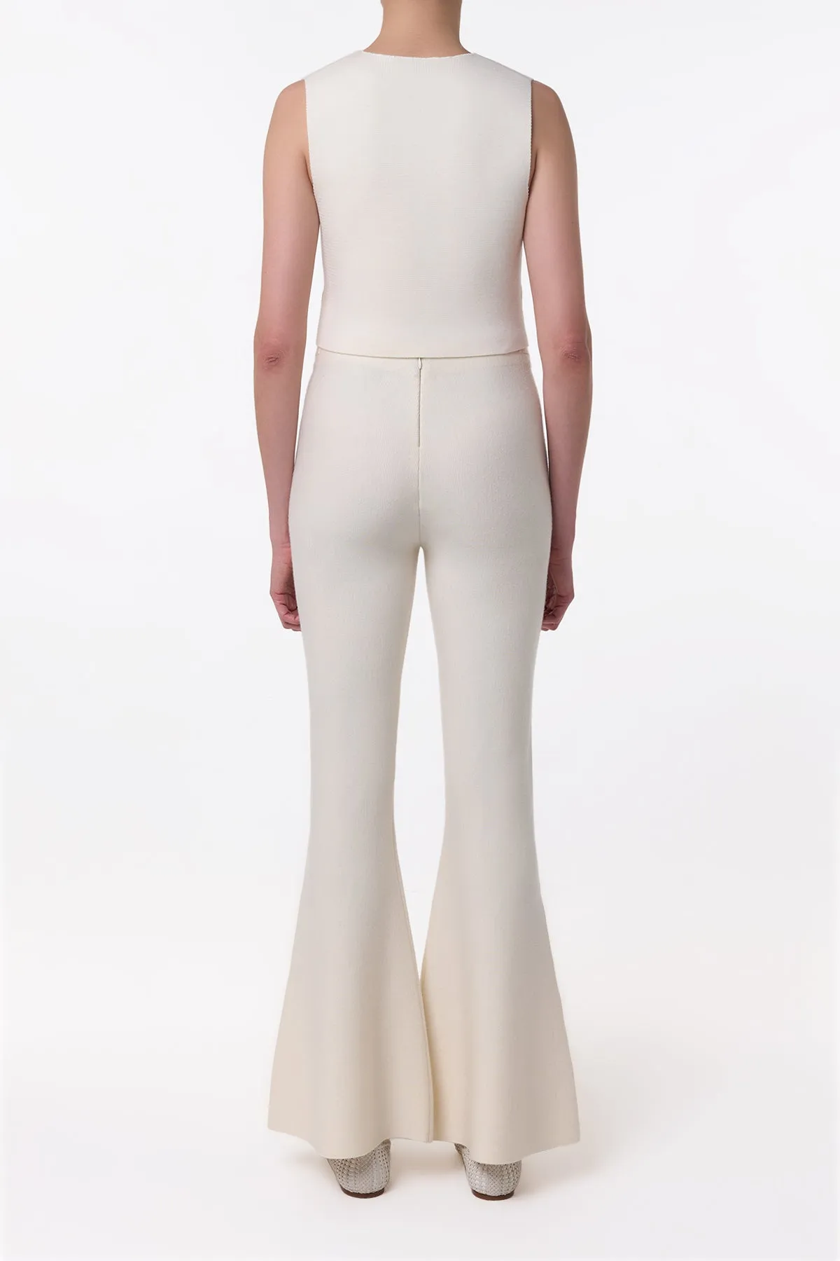 Styx Knit Vest in Ivory Merino Wool Cashmere