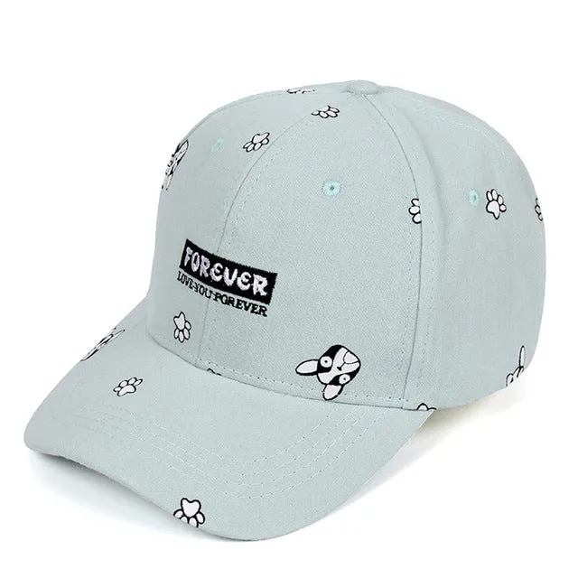 Summer Baseball Cap Women 2017 Dog Pattern Cute Snapback Hip Hop Cap High Quality Hats For Women Brand Adjustable Bone Gorras