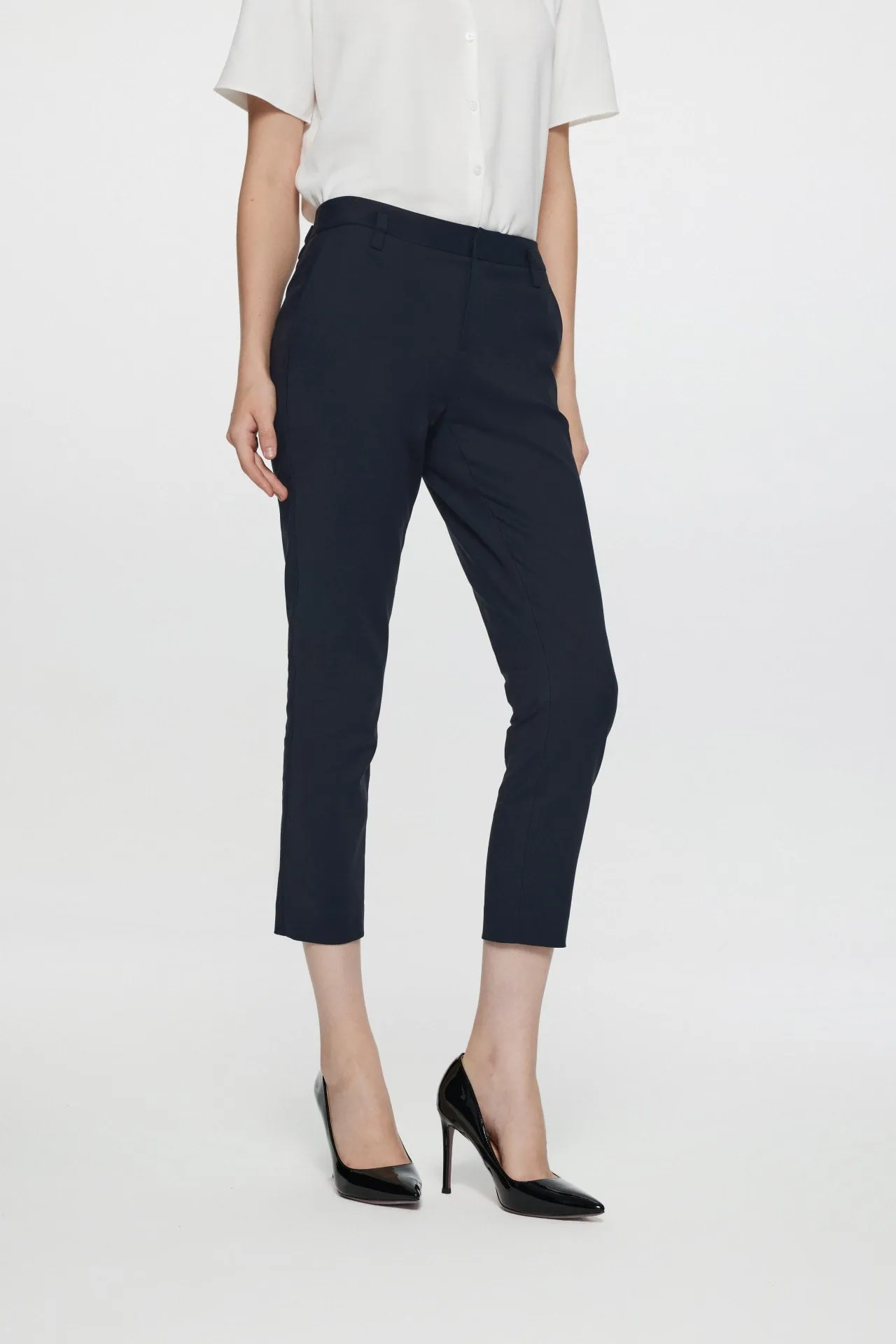 Sydney Stretchable Double Weave Skinny Pants with Belt