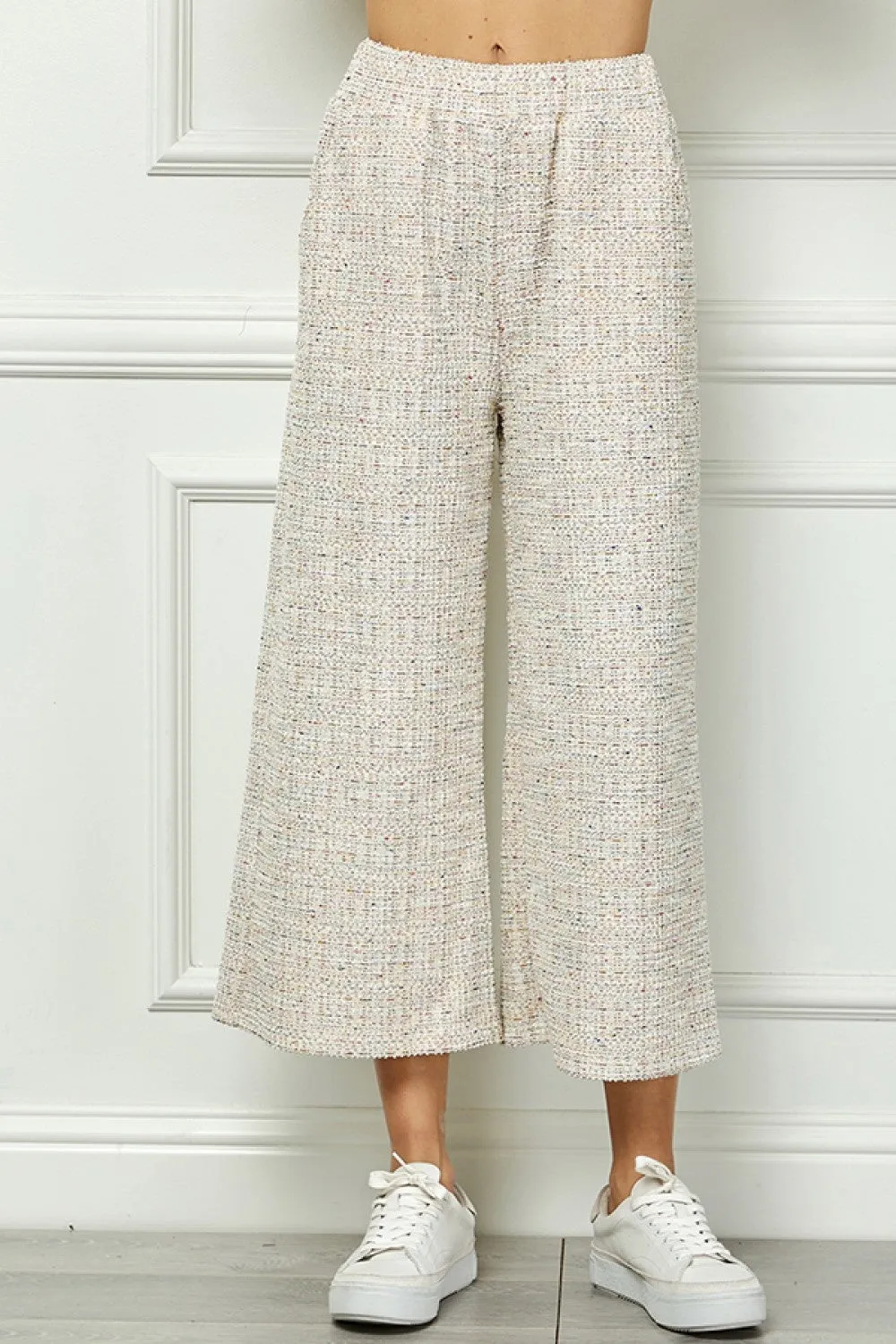 TAYLOR BOUCLE TEXTURED WIDE CROPPED PANTS