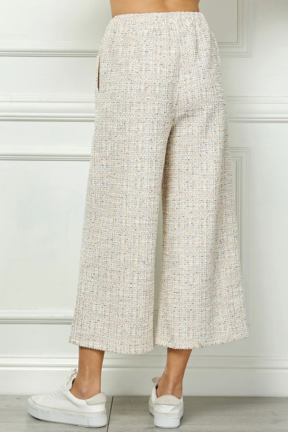 TAYLOR BOUCLE TEXTURED WIDE CROPPED PANTS