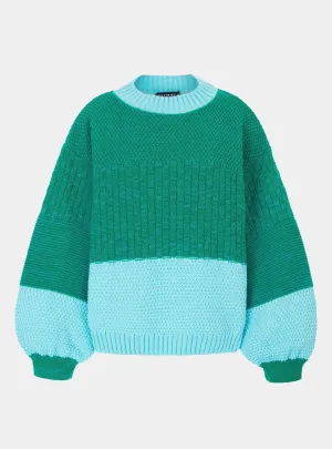 Taz Recycled Cotton Mix Two Tone Jumper - Green