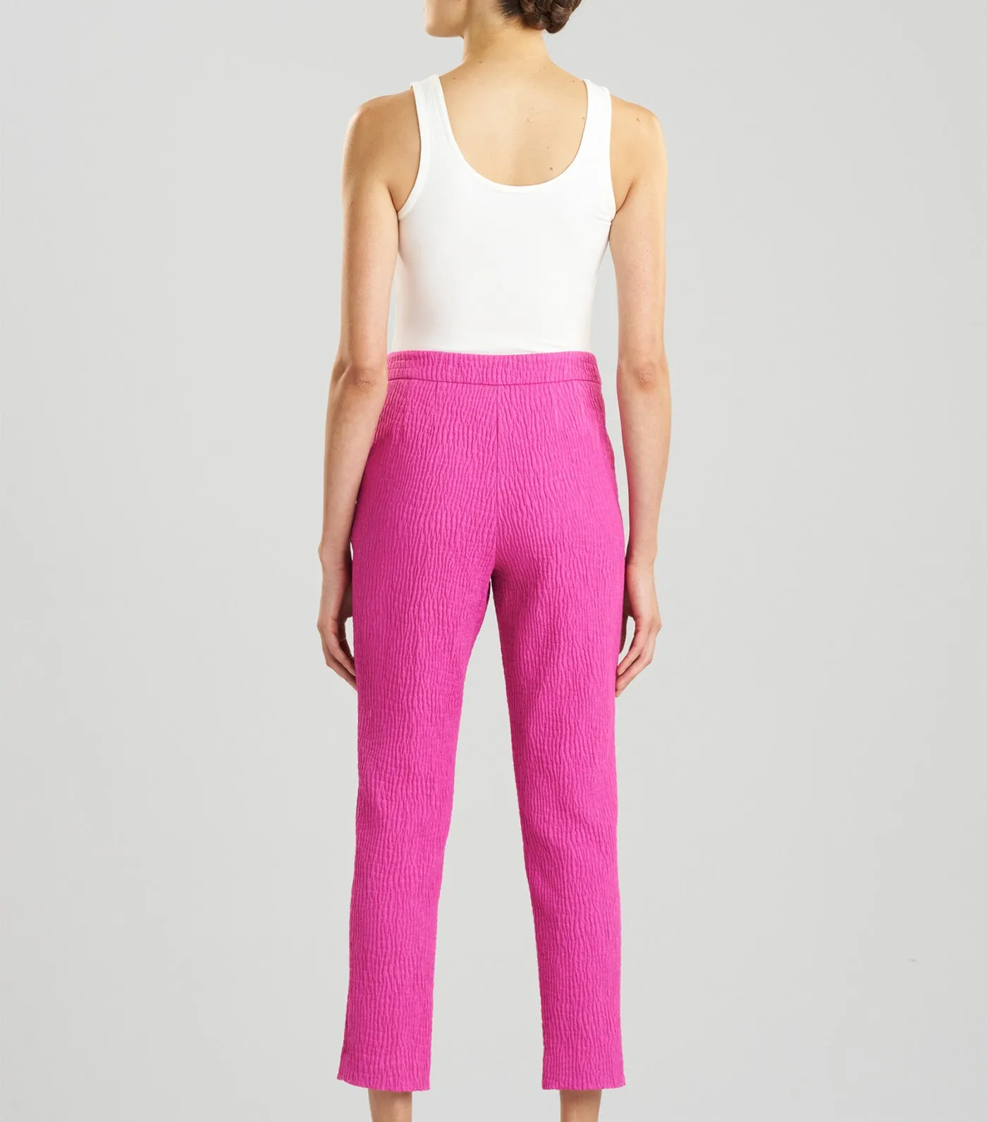 Textured Cotton Jacquard Ankle Pants Bright Berry