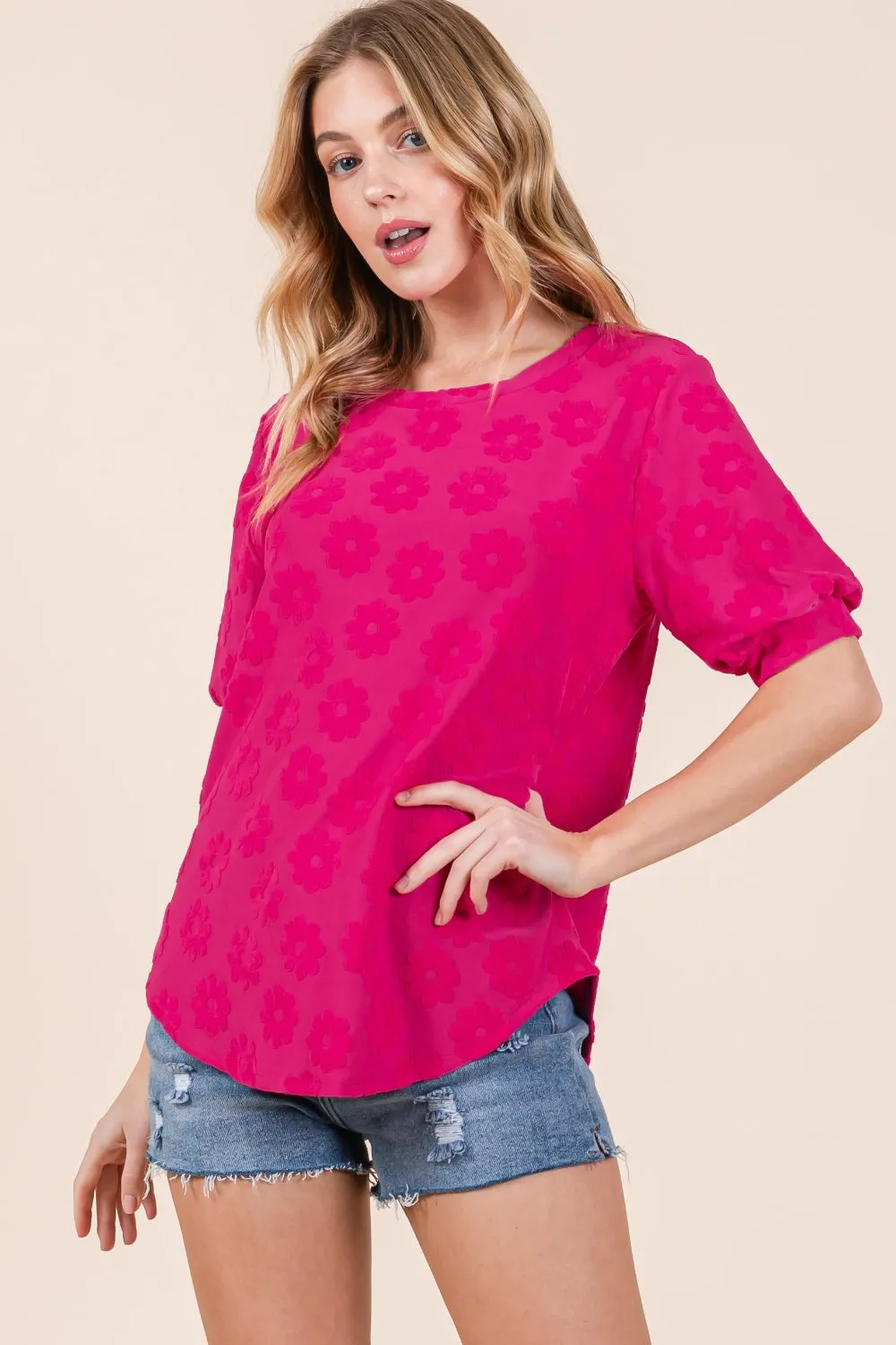 Textured Floral Pattern Top