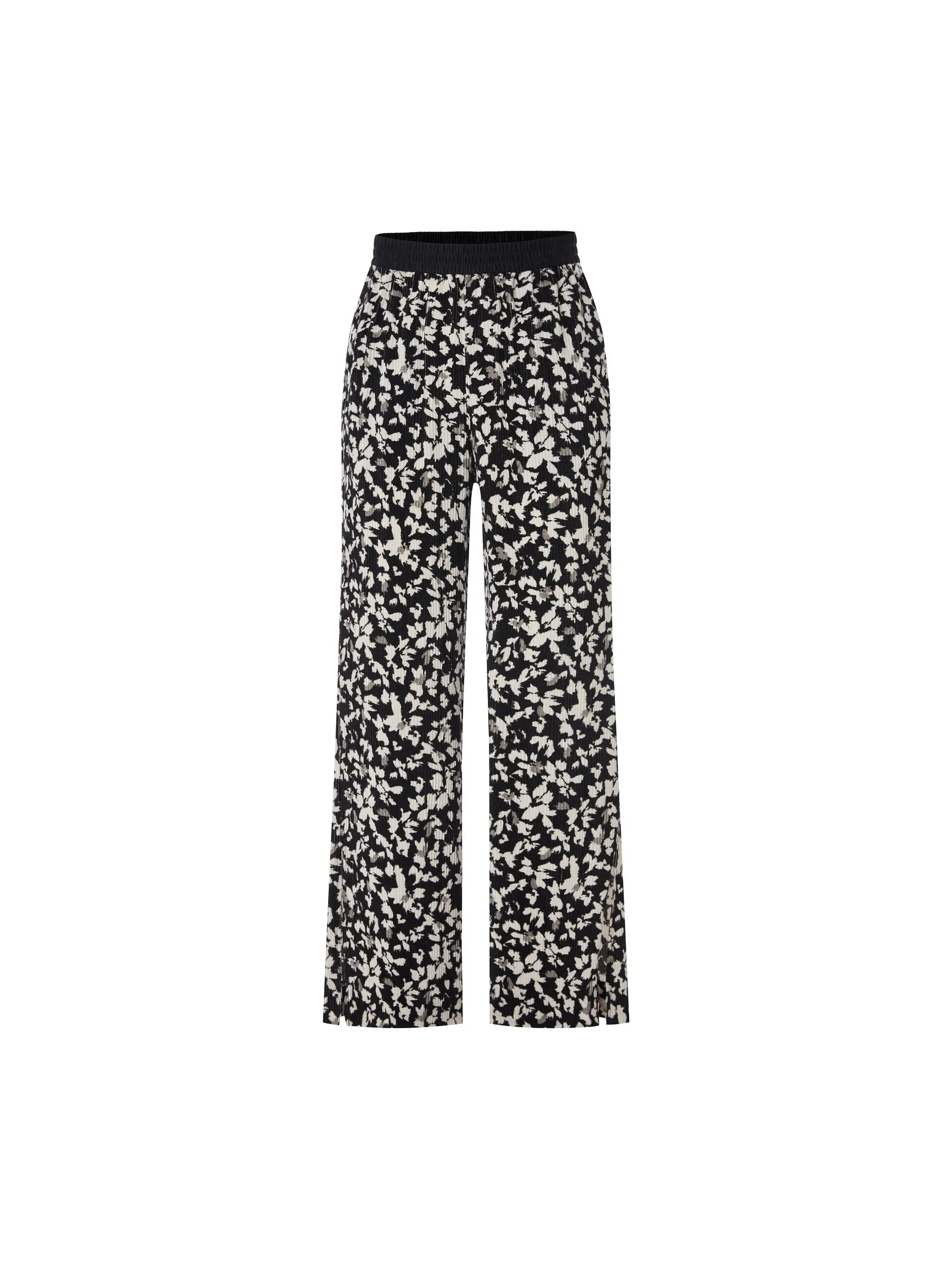 Textured Floral Print Pants