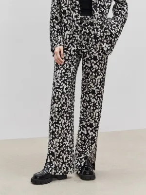 Textured Floral Print Pants